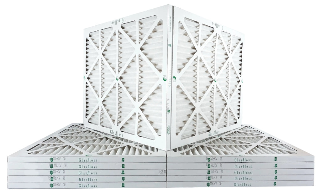 Glasfloss 15x25x1 - MERV 10 -Qty:12 - Furnace Air Filter - Made in USA (Actual Size: 14.5 x 24.5x7/8 inch)