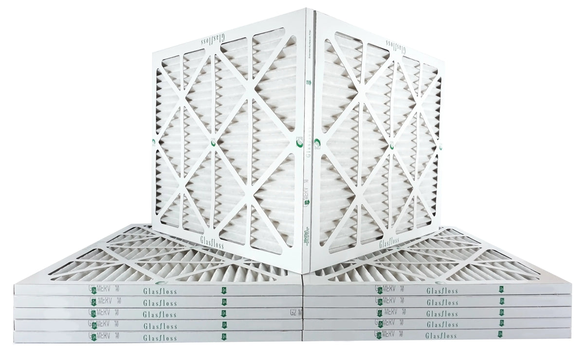 Glasfloss 15x25x1 - MERV 10 -Qty:12 - Furnace Air Filter - Made in USA (Actual Size: 14.5 x 24.5x7/8 inch)