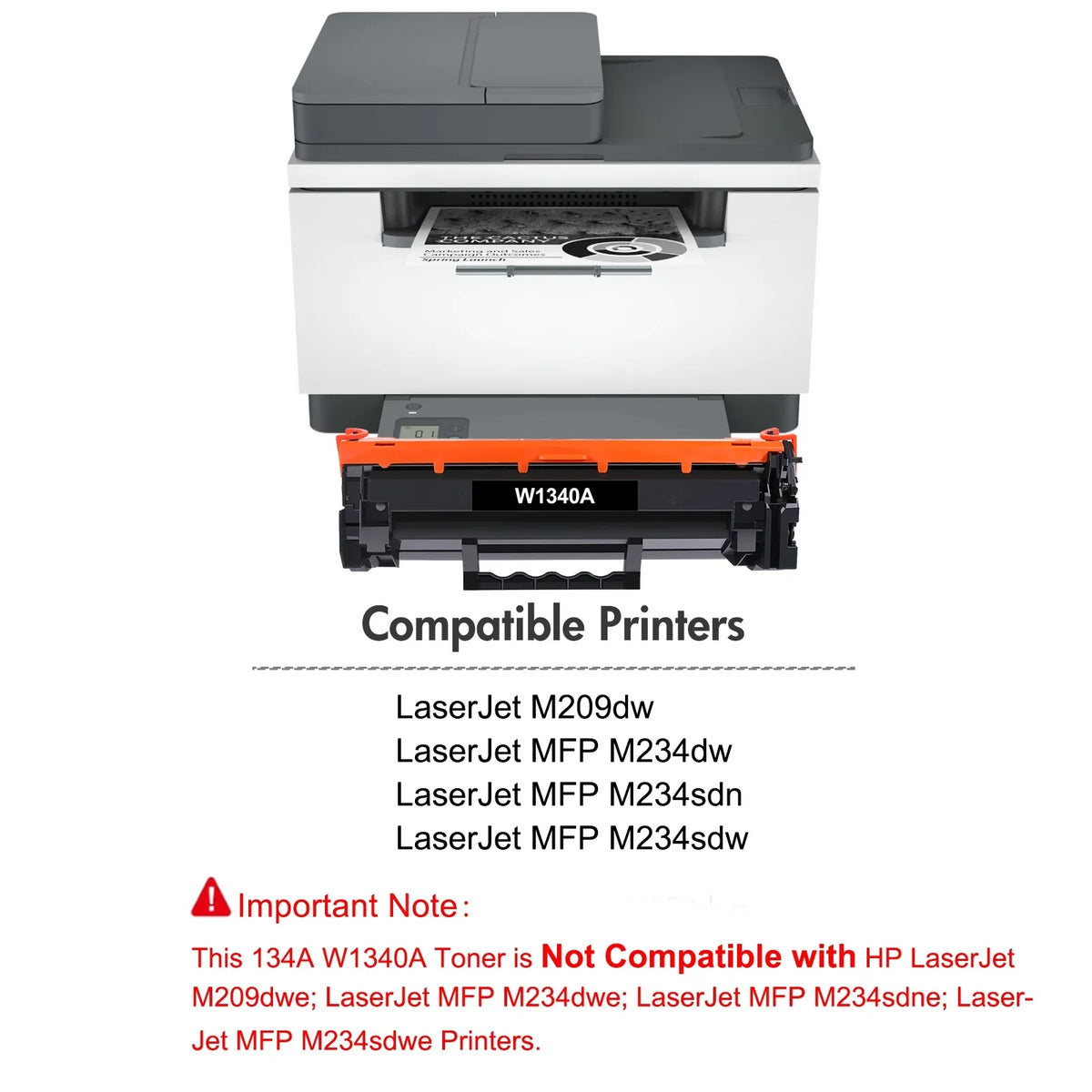 134A 134X Compatible Toner Cartridge (with Chip) for 134A W1340A 134X W1340X Toner for LaserJet M209dw MFP M234dw M234sdn M234sdw Printer Ink (Black, 2-Pack)