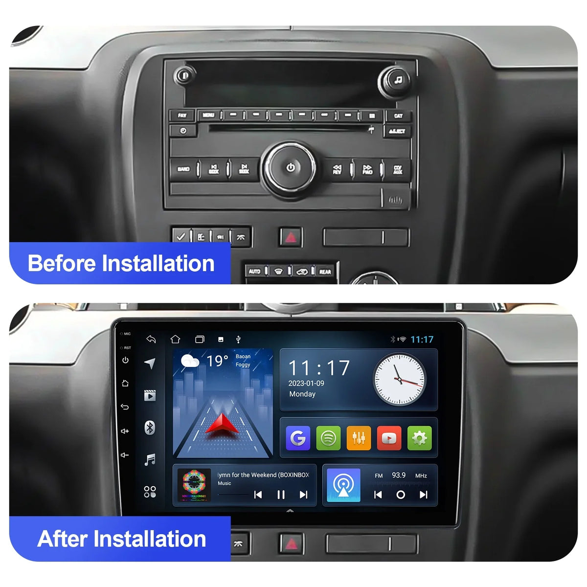2+32G Aumume 10.1 inches Android 10 Double Din Car Stereo for Chevrolet/GMC/Buick IPS Monitor Monitor Car Radio with Carplay & Android Auto Support Backup Camera GPS Navi FM BT