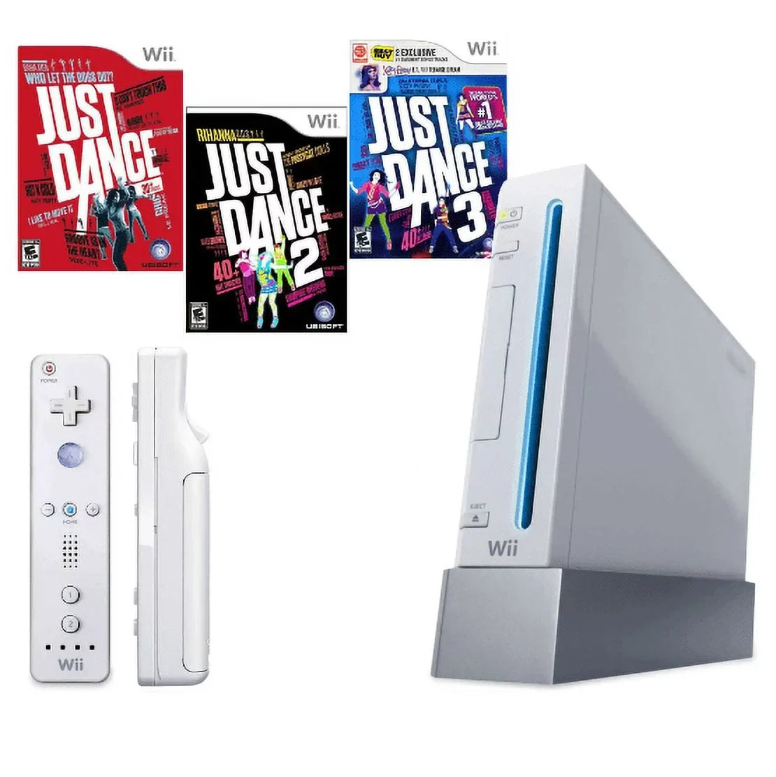 Nintendo Wii Console Just Dance 1 2 3 Bundle Pre-owned