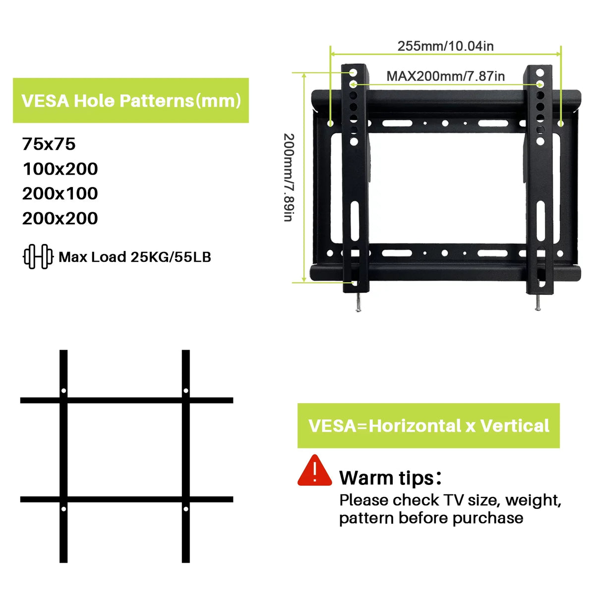 Sylvox RV TV Mount, TV Wall Mount for Most 14-42 Inch LED LCD OLED Flat Monitor TV, VESA 200x200mm 75x75mm Max up to 55 lbs