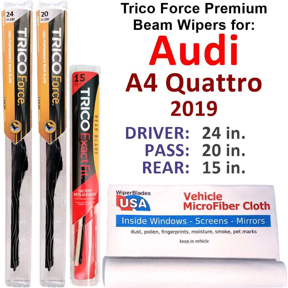 2019 Audi A4 Quattro Capability Beam Wipers (Set of 3) w/Rear Wiper