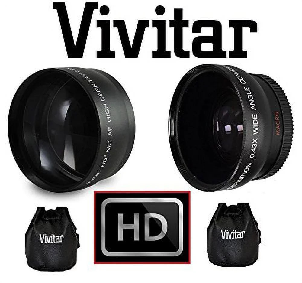 Hi-Def 2-Pc Lens Kit Telephoto & Wide Angle Lens Set For Lumix DMC-G7H (58mm Size Compatible)
