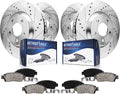 Detroit Axle - Brake Kit for 09-14 16-19 Nissan Maxima Drilled Slotted Brake Rotors Ceramic Brakes Pads 2009-2014 2016 2017 2018 2019 Front Rear Replacement: 12.56" Front 12.12" Rear Rotors