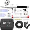Gocheer Upgraded 40PSI Airbrush Kit, Dual-Action Multi-Purpose Airbrush Set with Compressor for Cake Decor Makeup Art Craft Tattoo