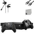 Pre-Owned Xbox One X 1TB Black Gaming Console With 2 Controller + G9 Earbuds With Microphone BOLT AXTION Bundle (Refurbished: Like New)