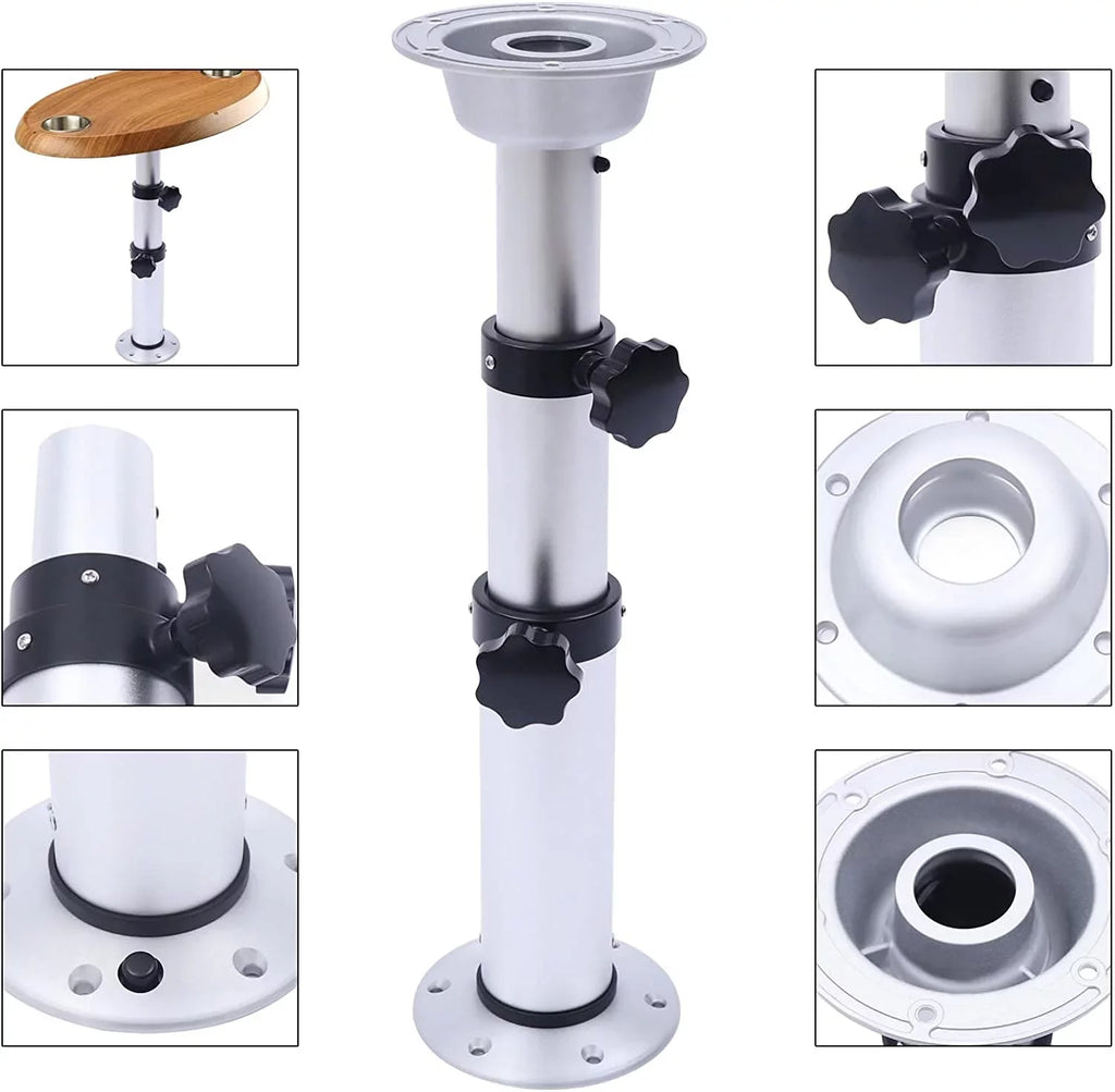 Miumaeov 16.9"-29.1"Adjustable Thickened Table Pedestal Stand Leg Base Mount Frame Aluminum Alloy Removable for RV Camper Marine Boat Caravan Motorhome Table