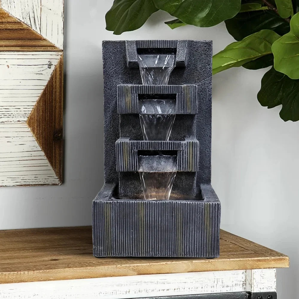 LED Tabletop Fluid Fountain - Grey - Soothing Sounds & LED Ambiance