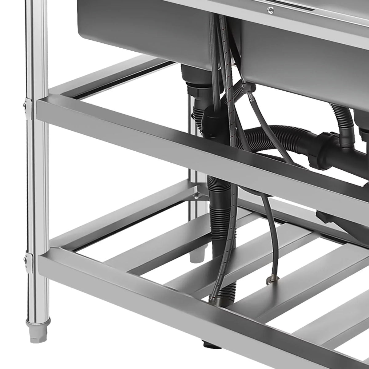 Wuzstar Commercial Utility Sink, Stainless Steel Double Bowl Kitchen Sink with Hot and Cold High Faucet