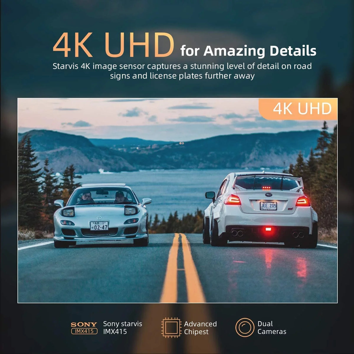 4K 12" Mirror Dash Cam - Vantop H612T Front & Rear View Dual Dash Camera, IPS Touch Monitor Voice Control Cars Mirror Camera W/Night Vision Parking Monitor