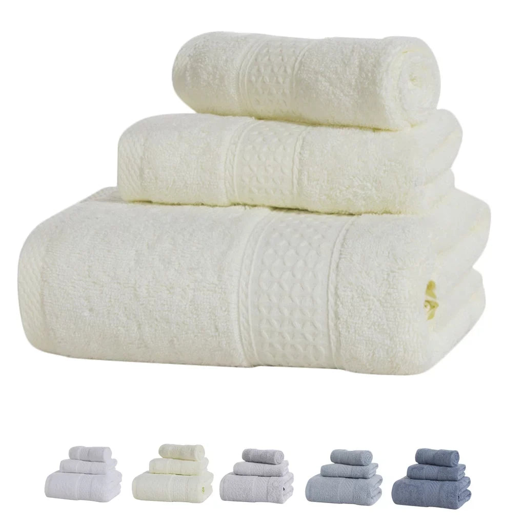 3 Pcs/set Home Hotel Cotton Towel Hands Face Body Liquid Sweat Absorption Cleaning Drying Towel, Medium Grey