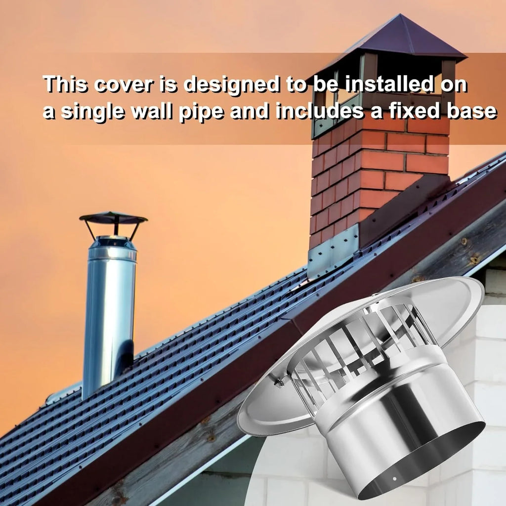 6 Inch Cone Top Chimney Cap Stainless Steel Cone Cap with Display Chimney Cover Outside Roof Silver Fireplace Monitor Cover Exterior Stove Tube Topper for Vent Flue Family Kitchen Cooking