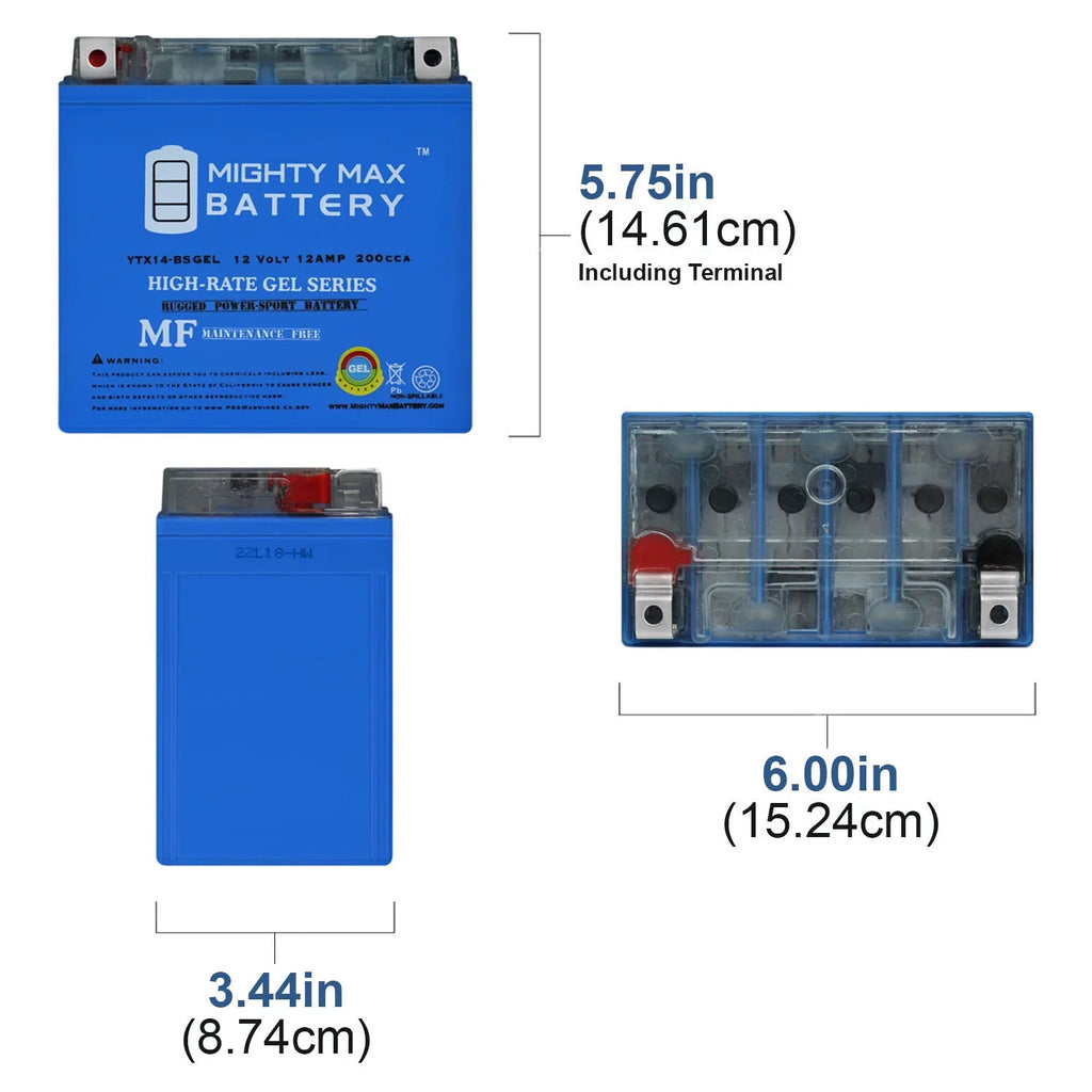 YTX14-BS GEL Battery Replacement for Aprilia 900 Dorsoduro 2017