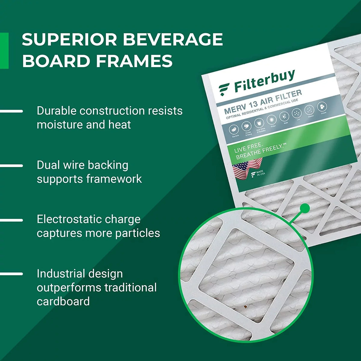 Filterbuy 20x32x2 MERV 13 Pleated HVAC AC Furnace Air Filters (6-Pack)