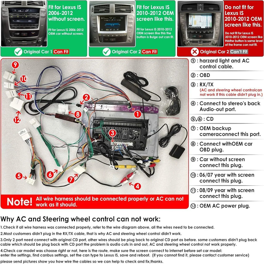 FOR LEXUS IS250 IS350 2006-2012 ANDROID 12 CARPLAY CAR STEREO RADIO GPS BT 4+32G