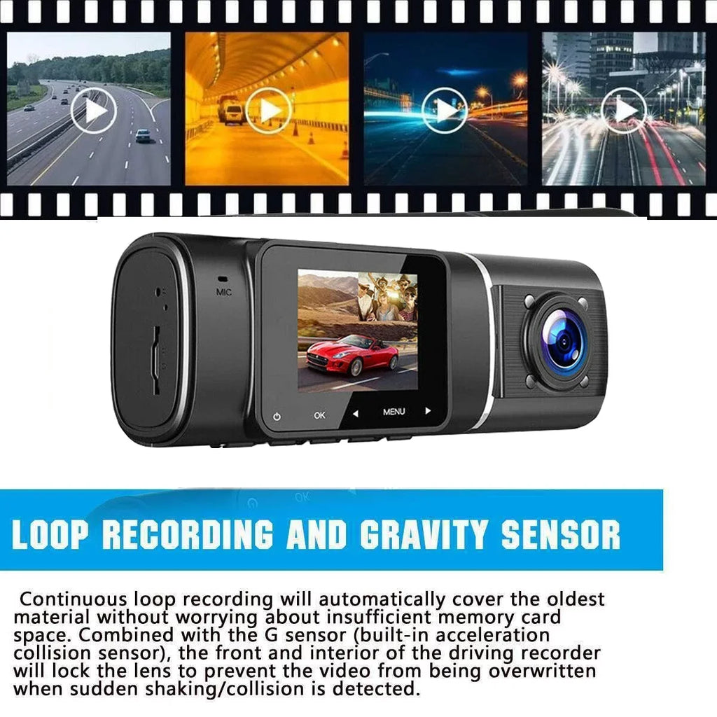 Toguard Dual Dash Cam with IR Night Vision, FHD 1080P Front and 720P Inside Cabin Uber Dash Camera, 1.5 inch LCD Display
