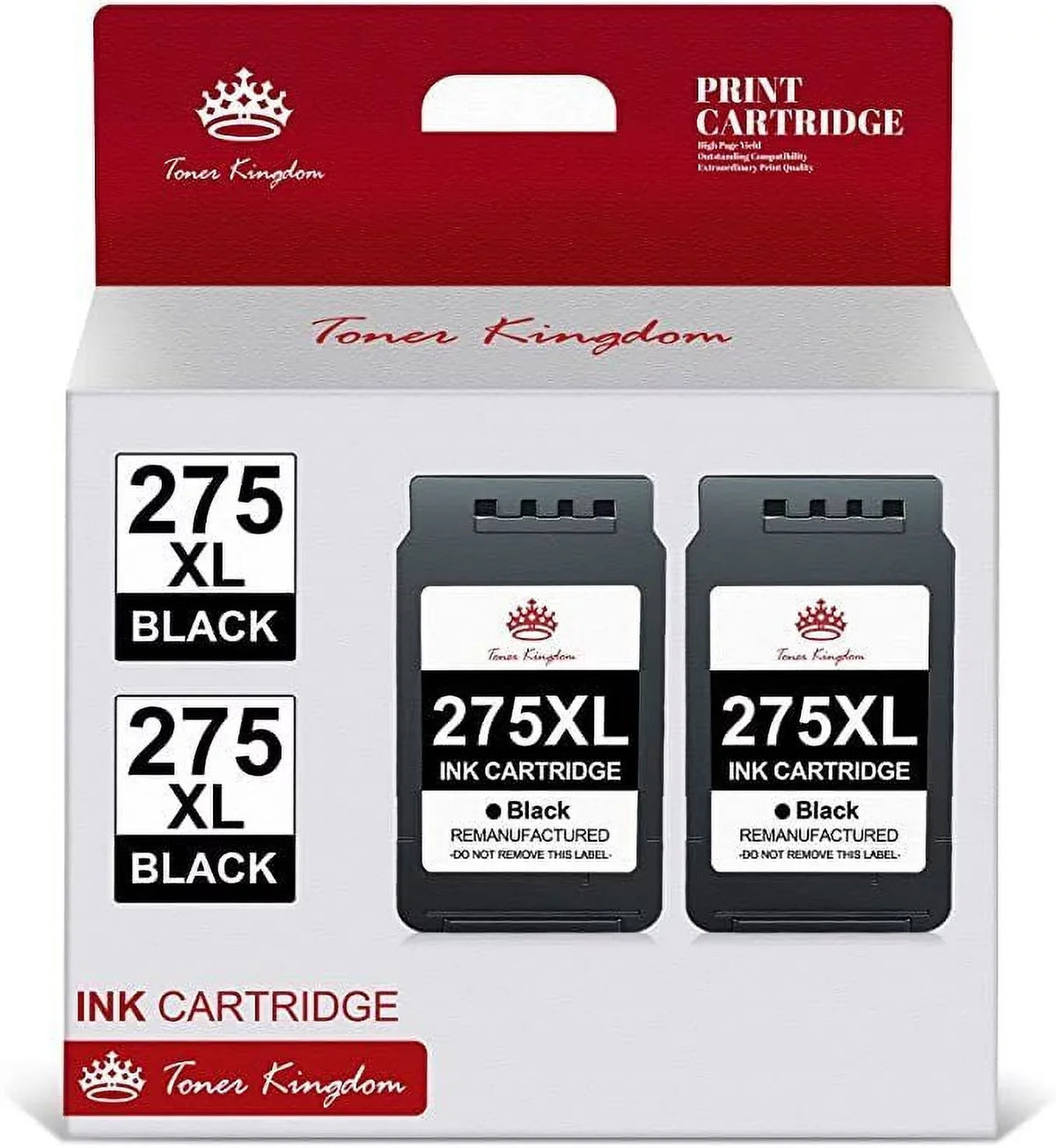Toner Kingdom PG 275 XL Ink Cartridges Replacement for Ink 275 for Printers PIXMA TS3520 TS3522 TS3500 TR4720 TR4722 TR4700(2 Black)