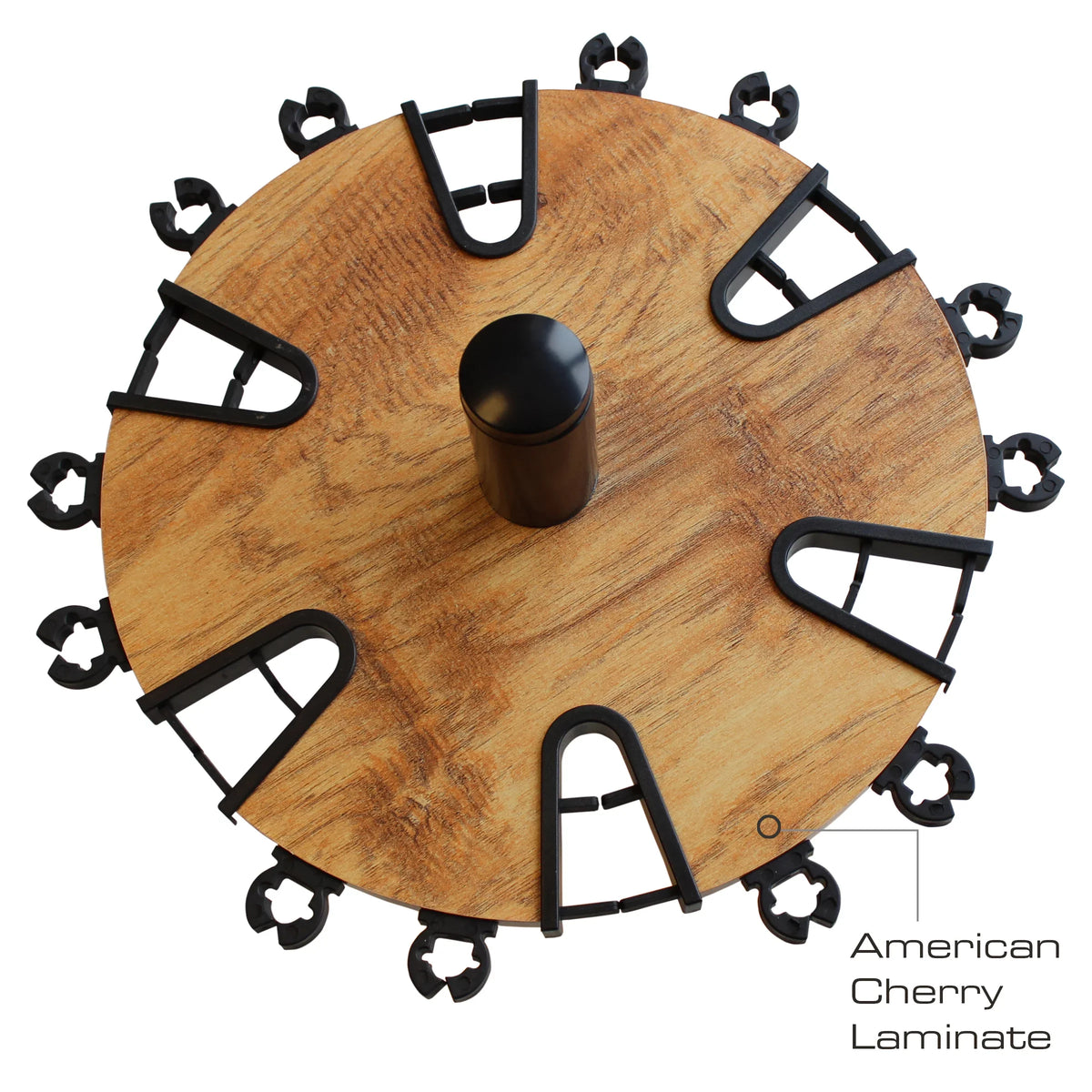 Rush Creek Creations 24 Round Fishing Rod/Pole Storage Floor Rack American Cherry Finish - Features Free 6" Extension Post - No Tool Assembly