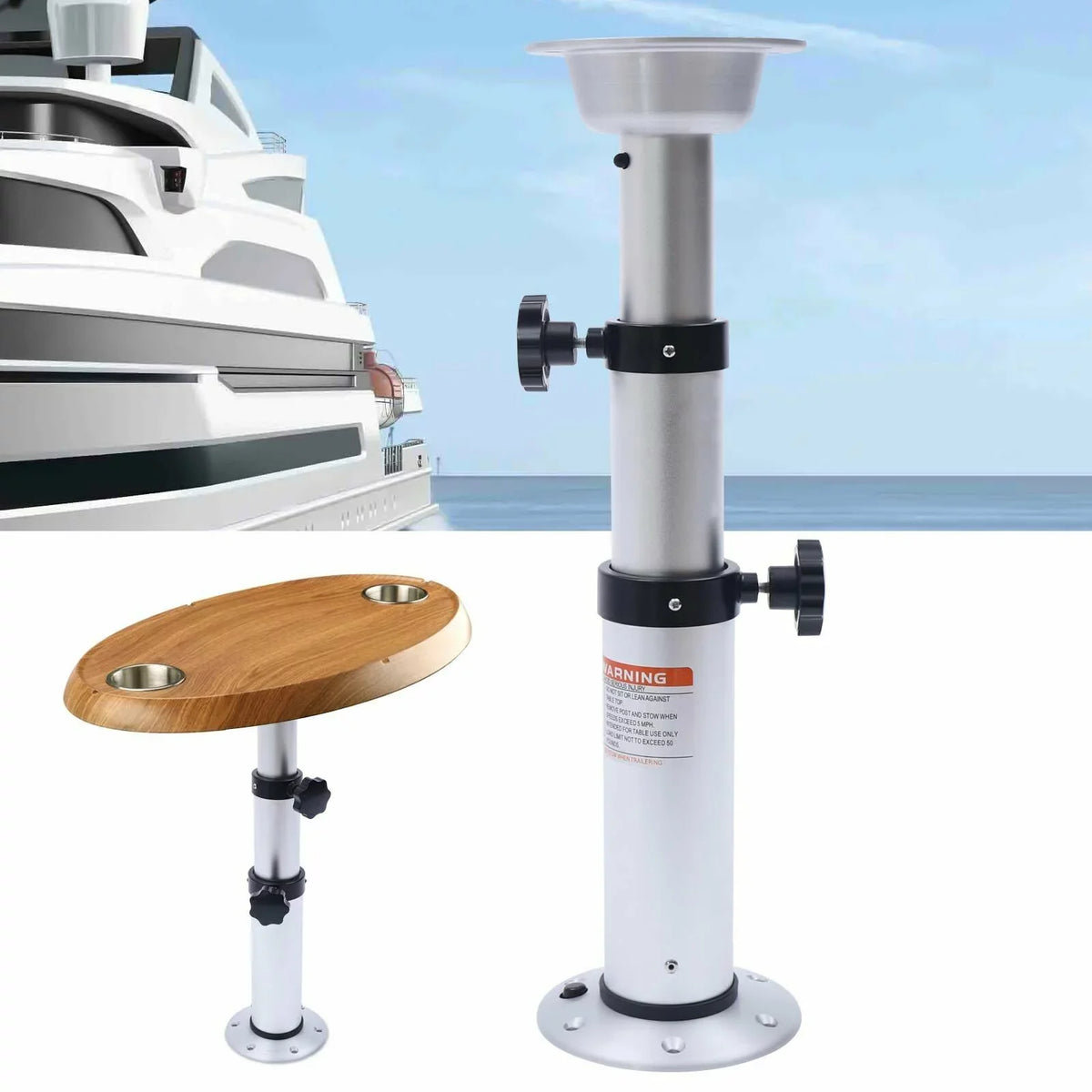 Miumaeov 16.9"-29.1"Adjustable Thickened Table Pedestal Stand Leg Base Mount Frame Aluminum Alloy Removable for RV Camper Marine Boat Caravan Motorhome Table
