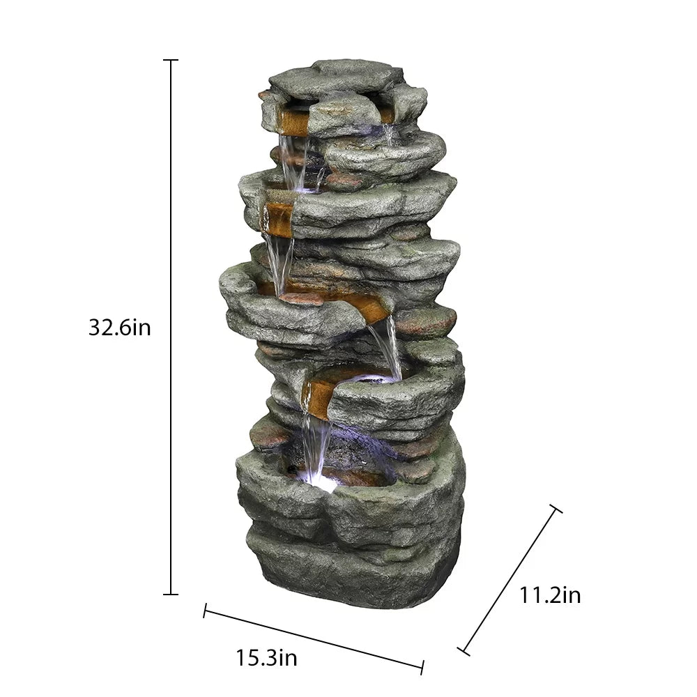32.6inches Rock Liquid Fountain with Led Lights
