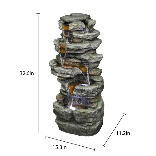 32.6inches Rock Liquid Fountain with Led Lights