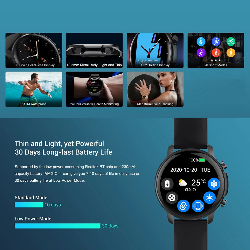 Smart Bracelet,Compatible With Android Display Resolution Compatible With Android Ios 10-day Endurance Fluid - Compatible Resolution 5atm 1.32'' Retina 5atm Fluid 20 Modes