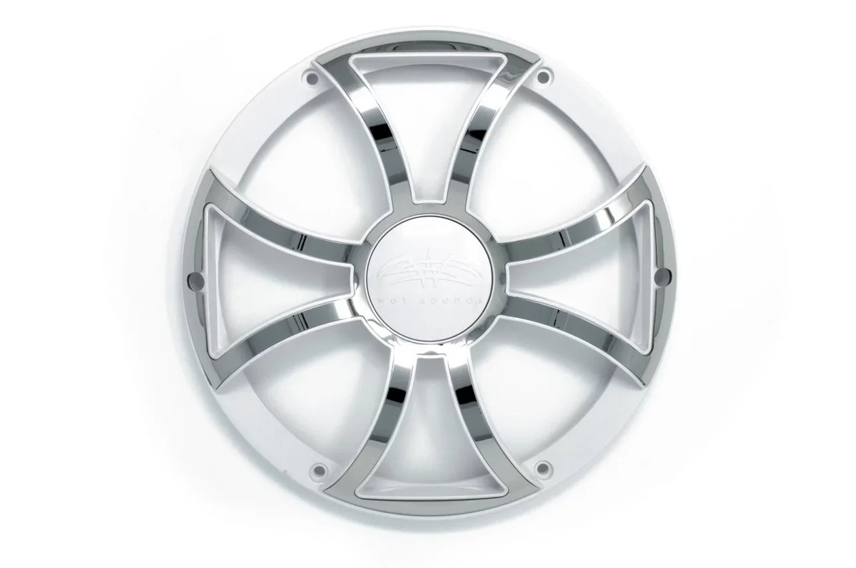 Wet Sounds REVO 10 XS-W-SS GRILL White w/ Stainless XS Open Style Grill for the REVO 10 Inch Marine Subwoofer