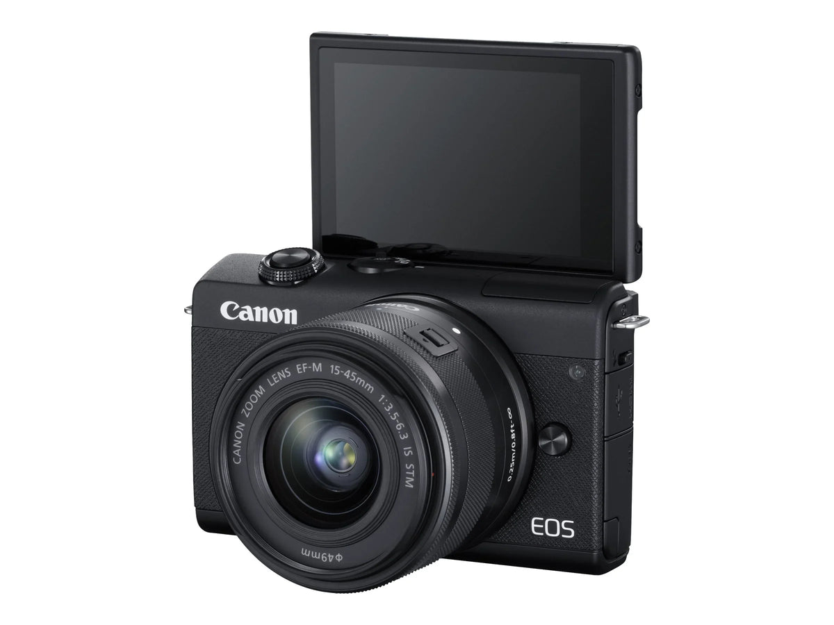 EOS M200 - Digital camera - mirrorless - 24.1 MP - APS-C - 4K / 25 fps - 3x optical zoom EF-M 15-45mm IS STM lens - Wi-Fi, Bluetooth - black