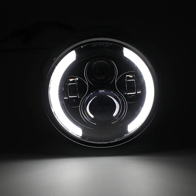 7 Inch LED Headlight for Motorcycle Dyna Cafe Racer Bobber Hi/Lo Fog Driving DRL