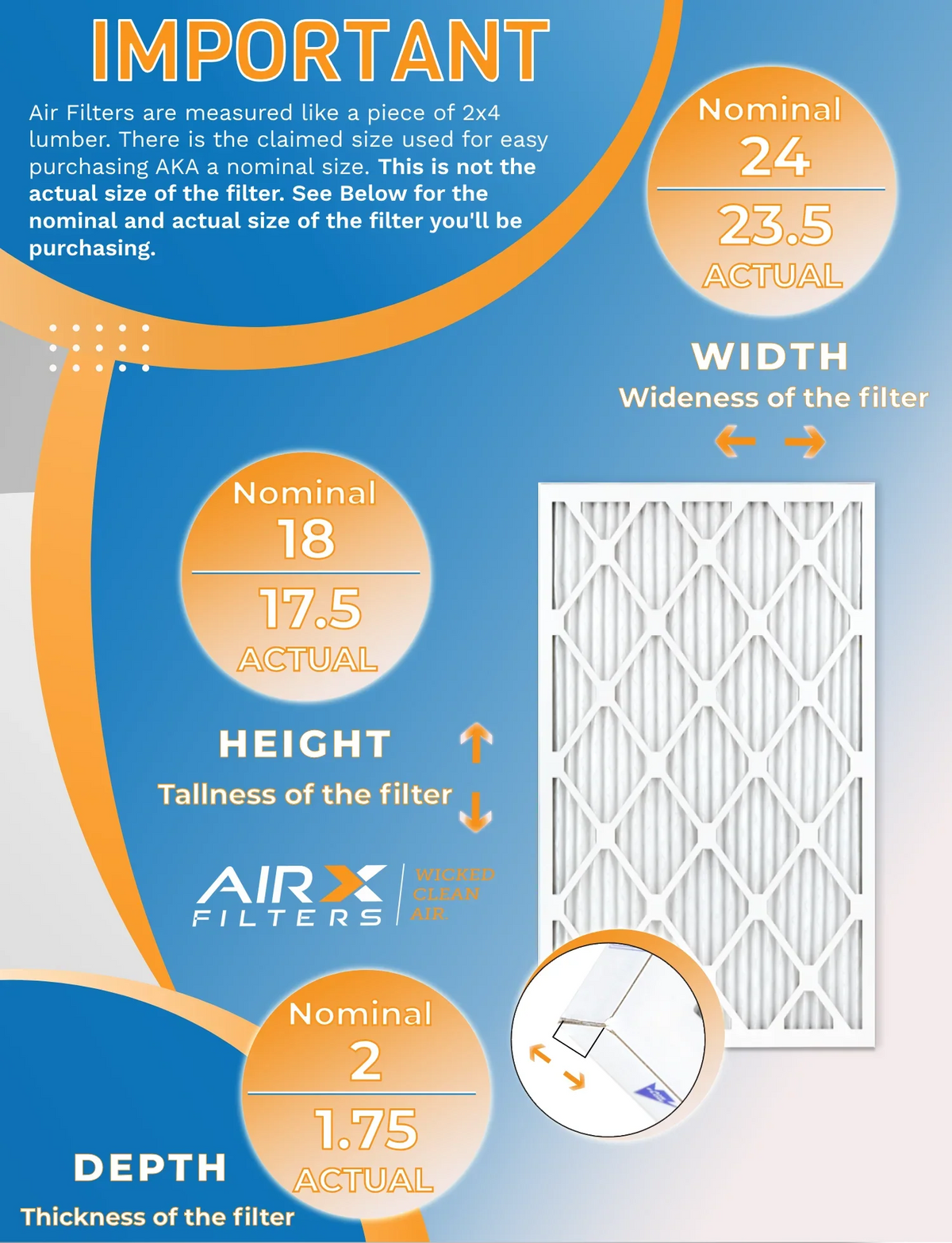 18x24x2 Air Filter MERV 8 Rating, 12 Pack of Furnace Filters Comparable to MPR 700 & FPR 5 - Made in USA by AIRX FILTERS WICKED CLEAN AIR.