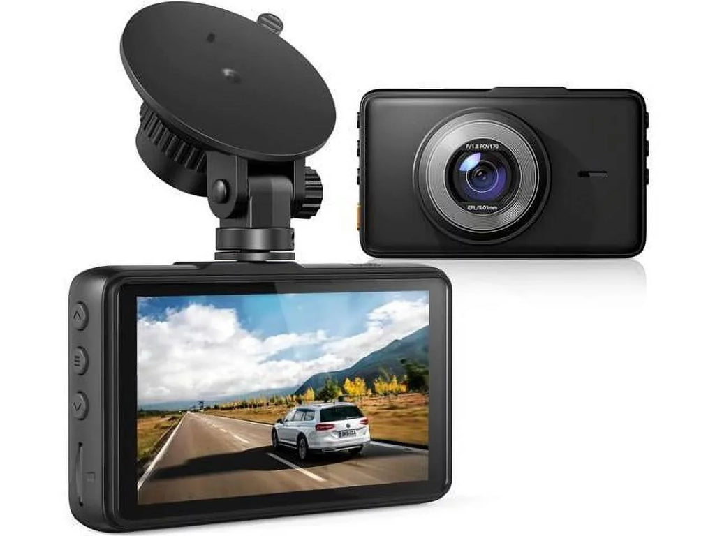 Dash Cam 1080P Full HD, 2 Mounting Options, On-Dashboard Camera Video Recorder Dashcam for Cars with 3" LCD Display, Night Vision, WDR, Motion Detection, Parking Mode, G-Sensor, 170° Wide Angle