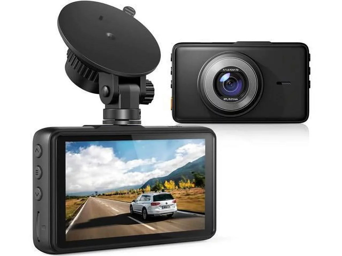 Dash Cam 1080P Full HD, 2 Mounting Options, On-Dashboard Camera Video Recorder Dashcam for Cars with 3" LCD Display, Night Vision, WDR, Motion Detection, Parking Mode, G-Sensor, 170° Wide Angle
