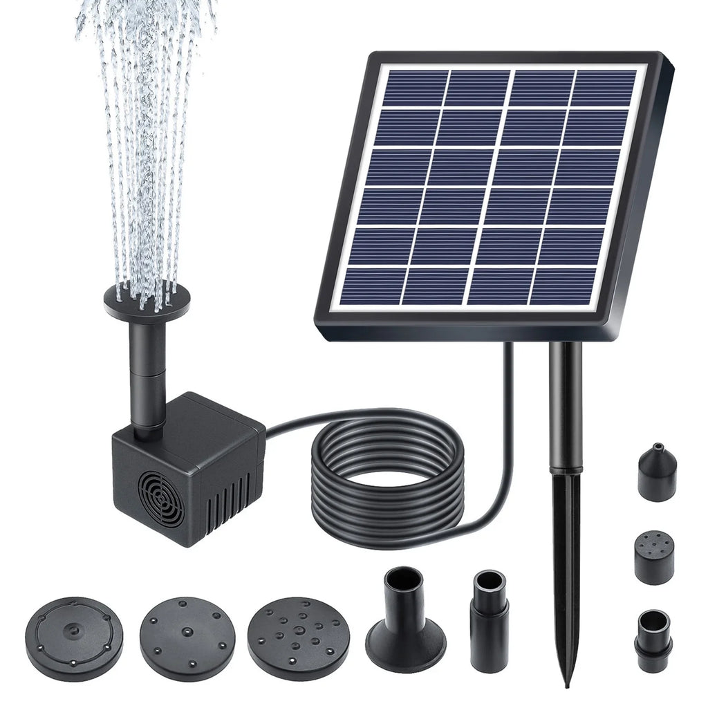 Fountain,And Stakes Solar Rate Submersible Fluid With 8 Nozzles Pump With 8 Powered Pond Pump 160l/h Rate Nozzles 9.84ft Fluid Pond/pool/fish Stakes Solar Powered 1.5w Pond Pond Dsfen