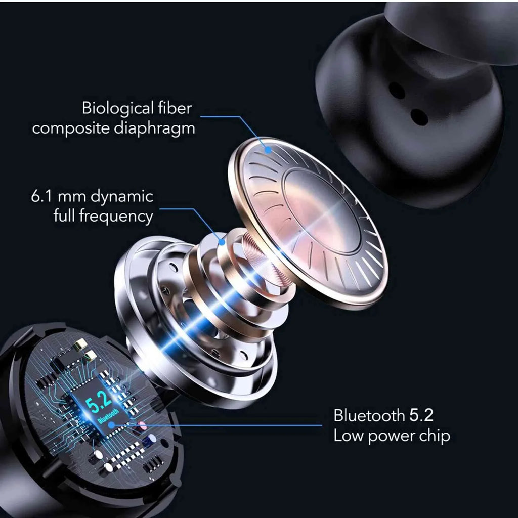 UrbanX True Wireless Bluetooth Earbuds + Charging Case, Black, Dual Connect, IPX5 Liquid Resistance, Bluetooth 5.2 Connection, Balanced, Bass Boost Compatible with Tab V7