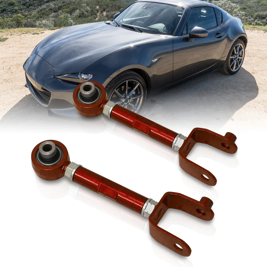 AJP Distributors Rear Upper Suspension Adjustable Camber Kit Control Arms UCA Set Red Compatible/Replacement For Mazda Miata MX-5 ND MX5 2016 2017 2018 2019 2020 2021 2022 2023 16 17 18 19 20 21 22 23