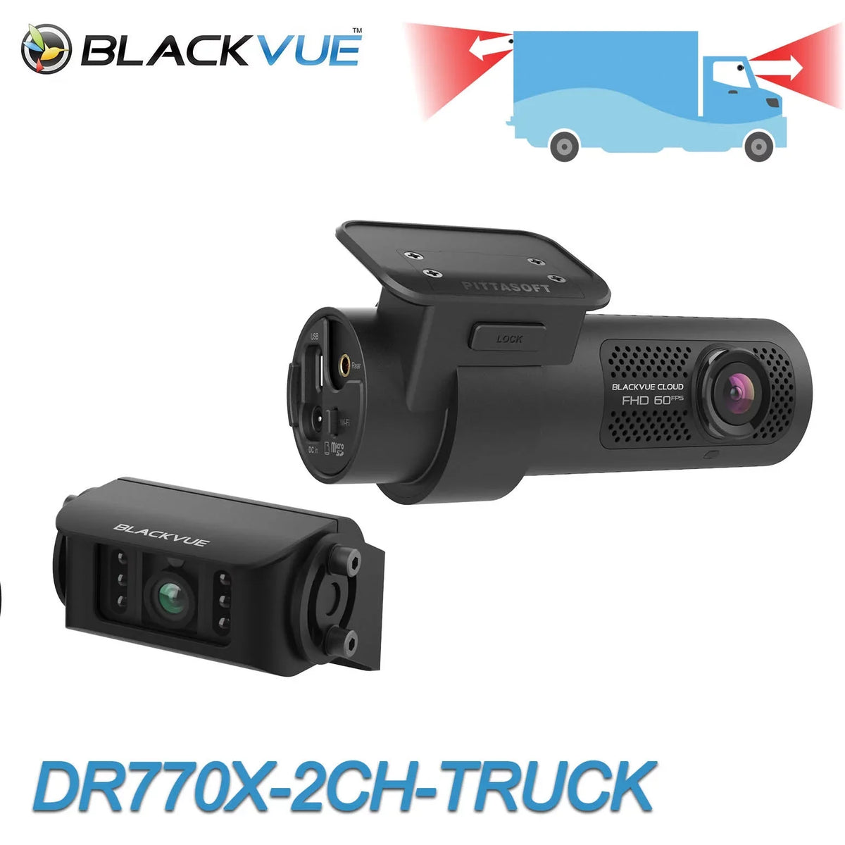 BlackVue DR770X-2CH-TRUCK Front + Fluid Exterior Dash Cam With 128GB Card | Cloud-Ready 1080p 60FPS GPS & WiFi