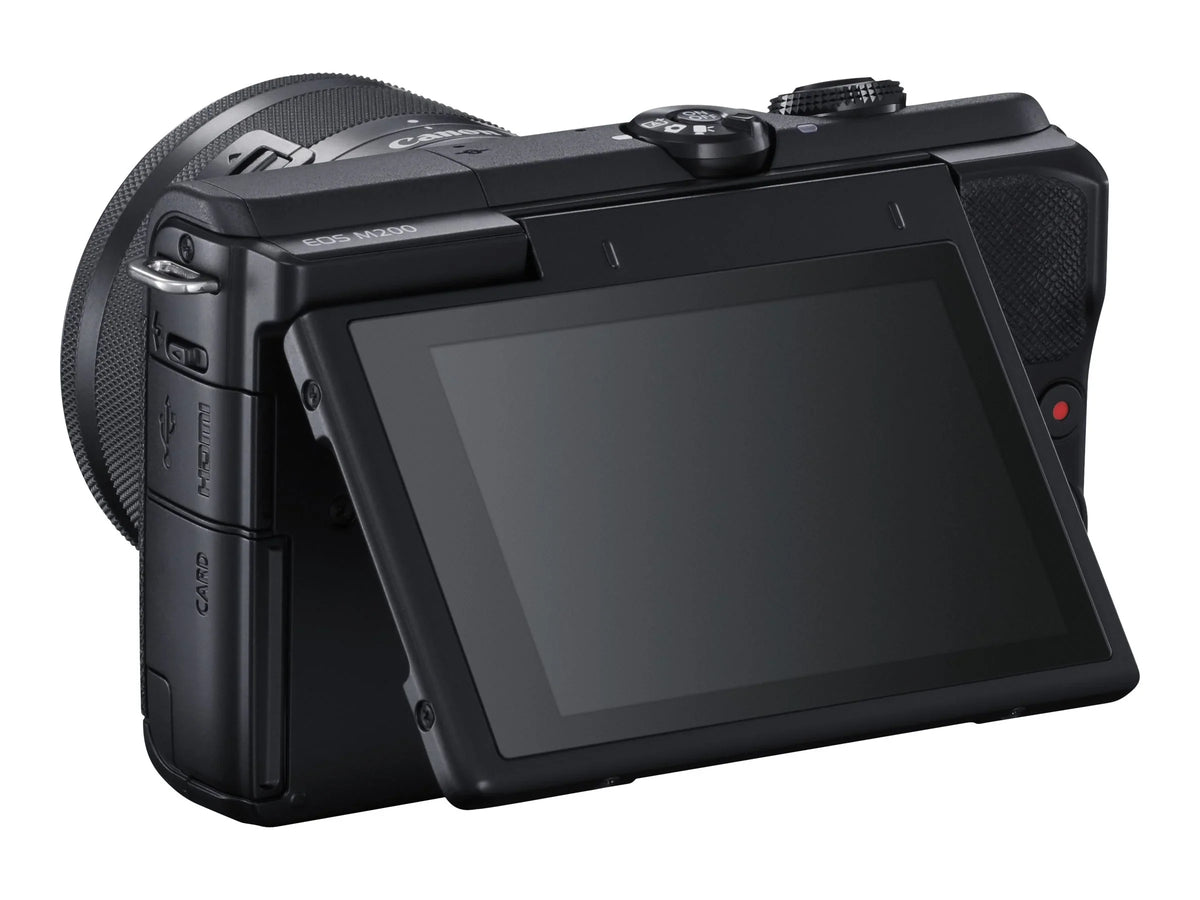 EOS M200 - Digital camera - mirrorless - 24.1 MP - APS-C - 4K / 25 fps - 3x optical zoom EF-M 15-45mm IS STM lens - Wi-Fi, Bluetooth - black
