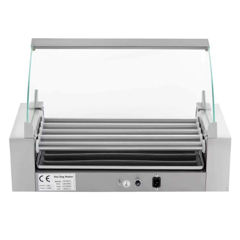 DENEST 110V Sausage Grilling Machine Set 12-Hot Dog Holds 0-250℃ W/5 Stainless Rollers