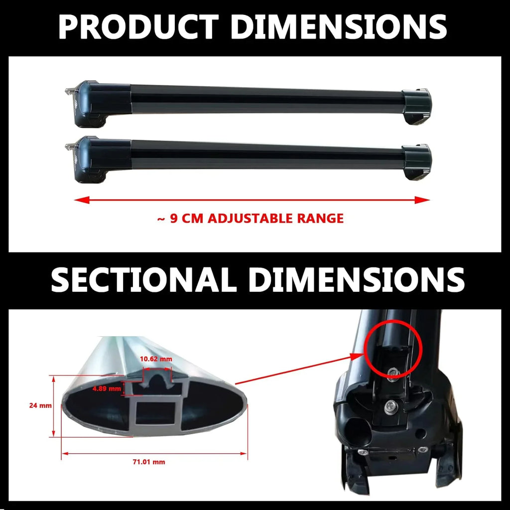 ROKIOTOEX Roof Rack Crossbars Fit for 2015-2019 Subar-u Outback Premier Touring Chrome Lush Side Rails, Cross Bars for Rooftop Cargo Box Luggage, Ski Board, Bike Carrier – Black SO14T