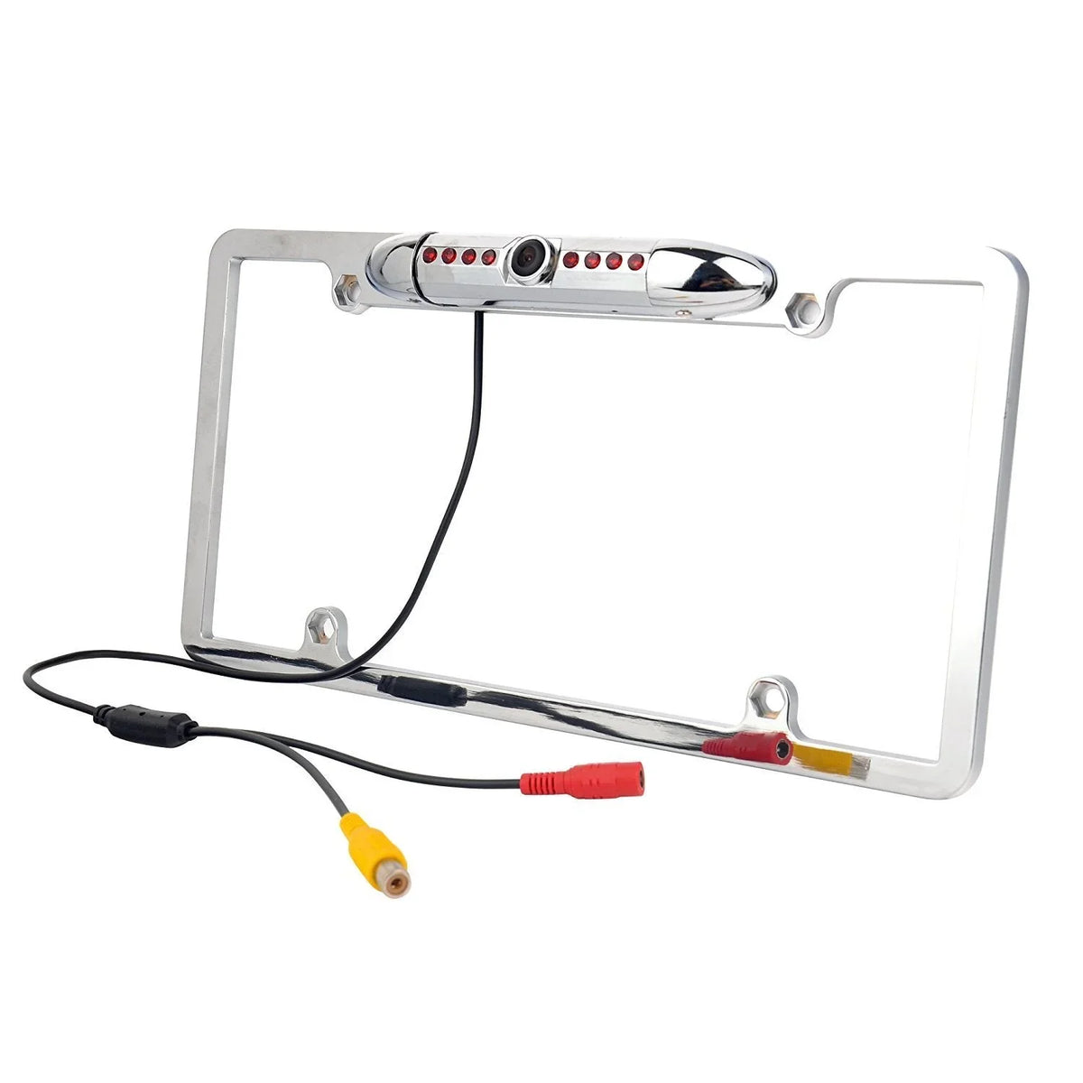 Absolute CAM2100S Chrome License Plate Frame Rear View Backup Camera 170° Viewing Angle Universal Car License Plate Frame Mount Liquid High Sensitive 8 IR LED Night Vision Reverse Parking Aid