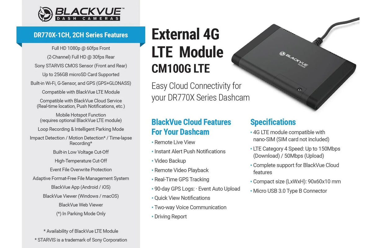 BlackVue DR770X-2CH-TRUCK Front + Fluid Exterior Dash Cam With 128GB Card | Cloud-Ready 1080p 60FPS GPS & WiFi