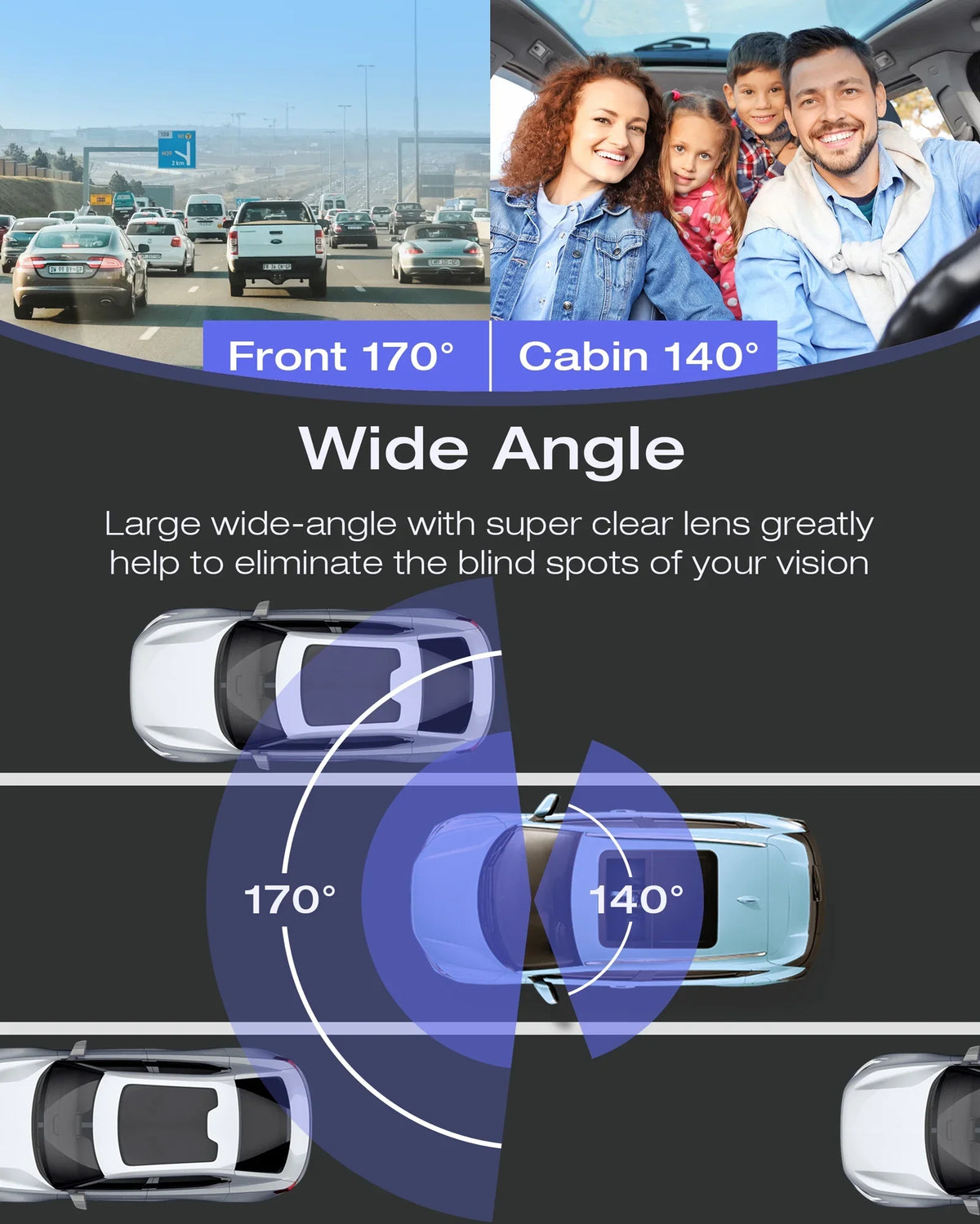 Toguard Dual Dash Cam with IR Night Vision, FHD 1080P Front and 720P Inside Cabin Uber Dash Camera, 1.5 inch LCD Display