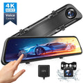 4K 12" Mirror Dash Cam - Vantop H612T Front & Rear View Dual Dash Camera, IPS Touch Monitor Voice Control Cars Mirror Camera W/Night Vision Parking Monitor