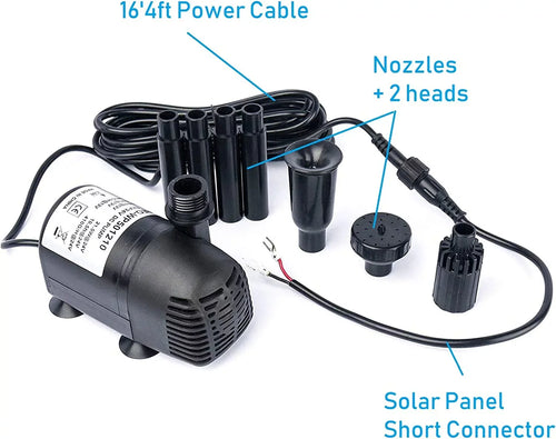 12V - 24V DC Brushless Submersible Liquid Pump, 410GPH, for Solar Fountain, Fish Pond, and Aquarium 410GpH 1 Pack