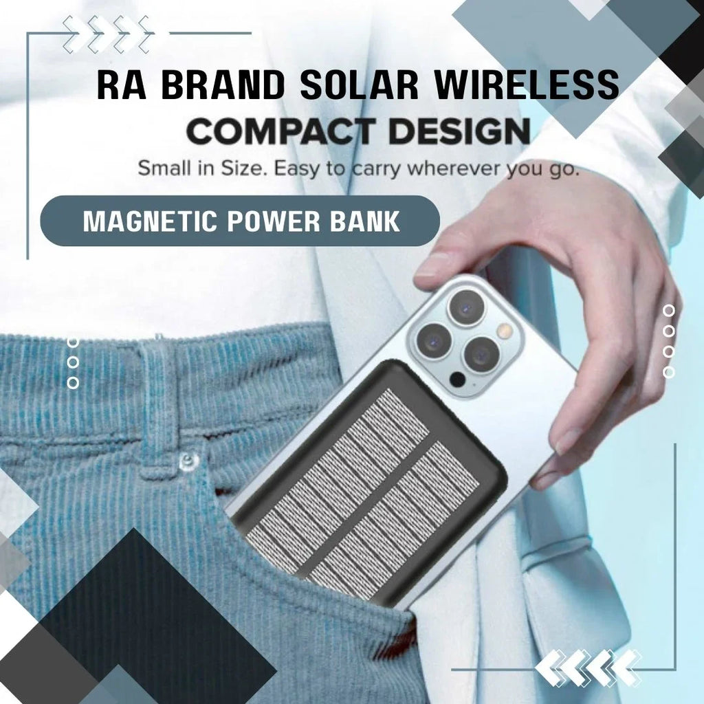 Rabrand Magsafe Fast Charging Portable Power Bank, Solar Wireless Magnetic Phone Charger 5000 Mah