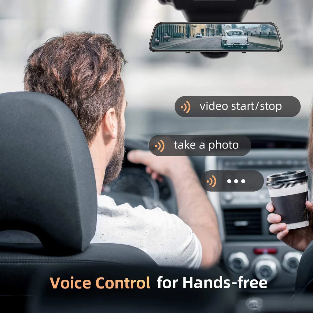 4K 12" Mirror Dash Cam - Vantop H612T Front & Rear View Dual Dash Camera, IPS Touch Monitor Voice Control Cars Mirror Camera W/Night Vision Parking Monitor
