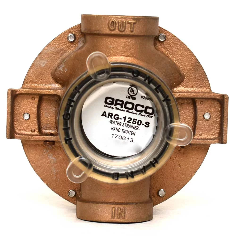 Groco Boat Raw Fluid Strainer ARG-1250-S | 1 1/4 Inch Cast Bronze
