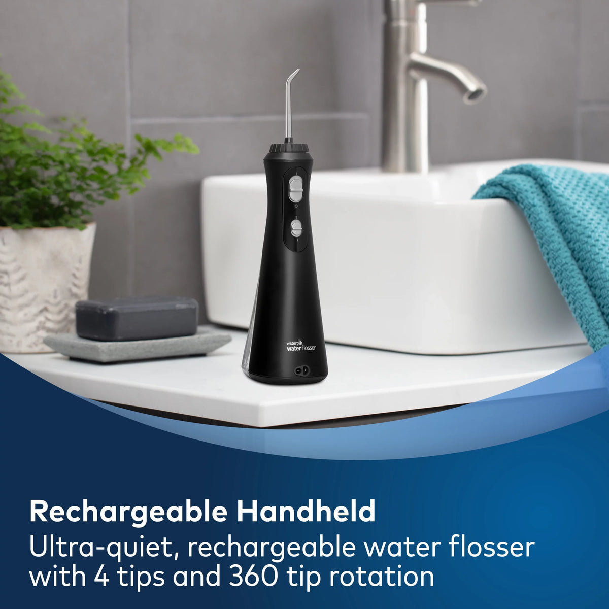 Fluid Cordless Plus Portable Liquid Flosser Oral Irrigator, Black