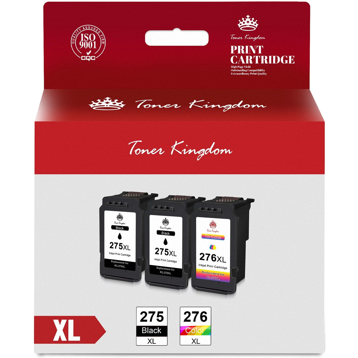 Toner Kingdom PG-275 CL-276 Ink Cartridges for Ink 275 and 276 High Capacity 275XL 276XL Ink Cartridges for PIXMA TS3520 TS3522 TS3500 TR4720 TR4722 TR4700 Printers (2 Black, 1 Color)